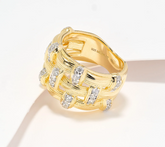 David Markstein Sterling Silver CZ Accented Graduated Basket Gold Clad Ring, Size 10